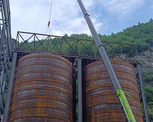 廊坊骨料鋼板倉項目工地